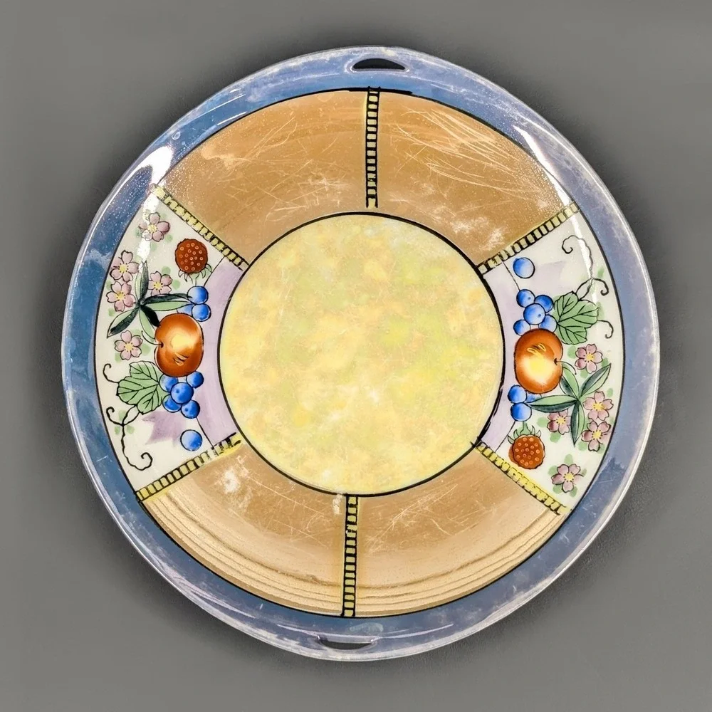 Maple Ware Japan Hand Painted Porcelain Fruit Floral Plate Lusterware Vintage